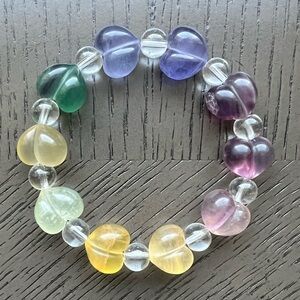 Fluorite puffy heart bracelet SIZE 6.5’
